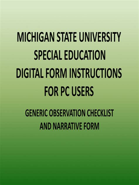 Fillable Online education msu Digital form instructions - College of Education - Michigan State ...
