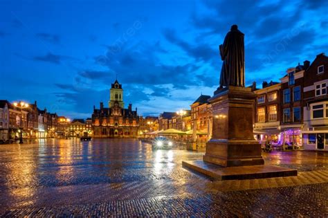 Delft City Hall And Delft Market Square Markt With Hugo De Groot ...