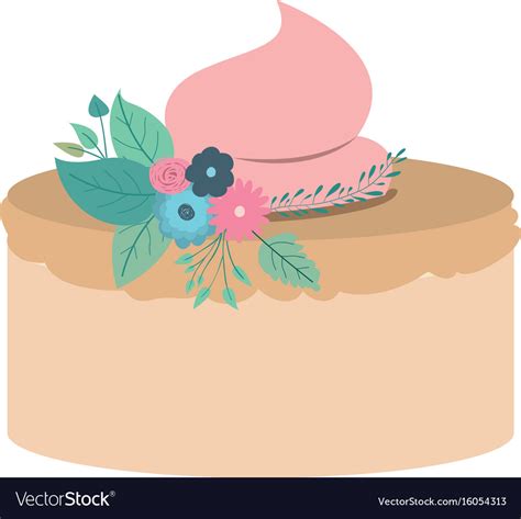 Hand drawing color cake with pink buttercream Vector Image