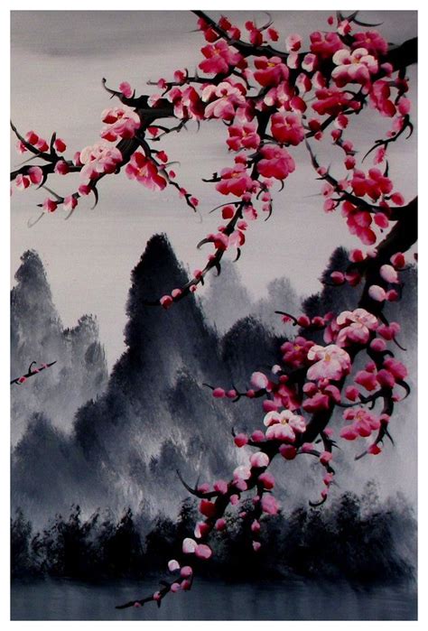 Cherry blossom art print, cherry blossom wall mural, cherry blossom japanese art set | Cherry ...