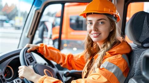 Free Photo | Female truck driver working