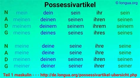 Possessivartikel, Possessivpronomen, mein, dein, sein, ihr, unser, euer, ihr, Ihr, my, your, his ...