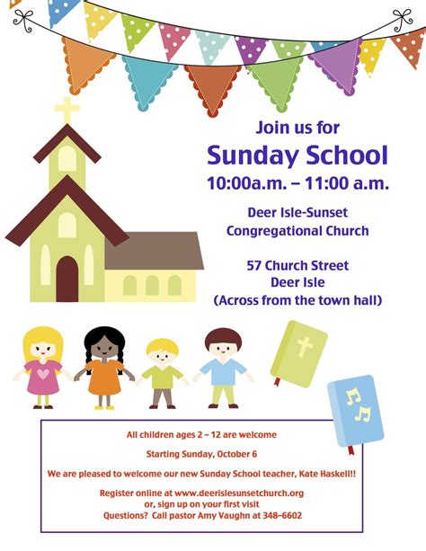 Sunday School Flyer | School invitation, Sunday school kids, Vacation ...