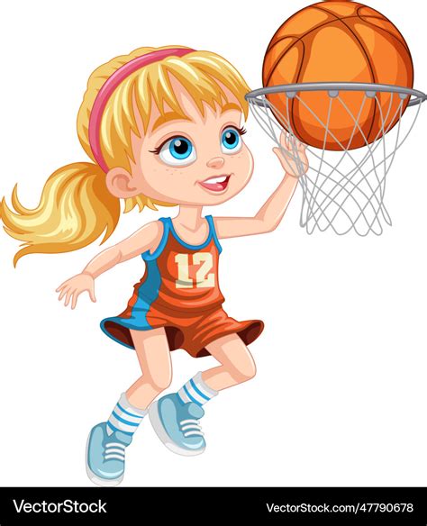 Cute girl shooting basketball into the hoop Vector Image