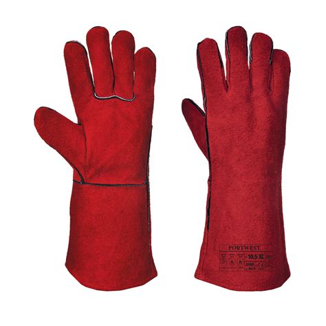 Portwest A500 Leather Welding Gloves, Red - iWantWorkwear