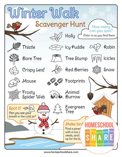 Outdoor Winter Scavenger Hunt for Kids - Homeschool Share