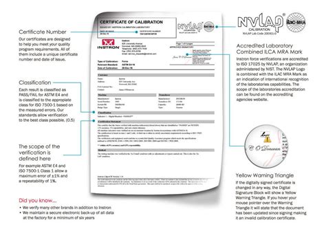 Paper & Electronic Calibration Certificates - Instron