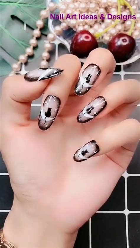 Kitty on the Moon, Nail Art Design | Nail art designs videos, Nail designs, Nail art tutorial