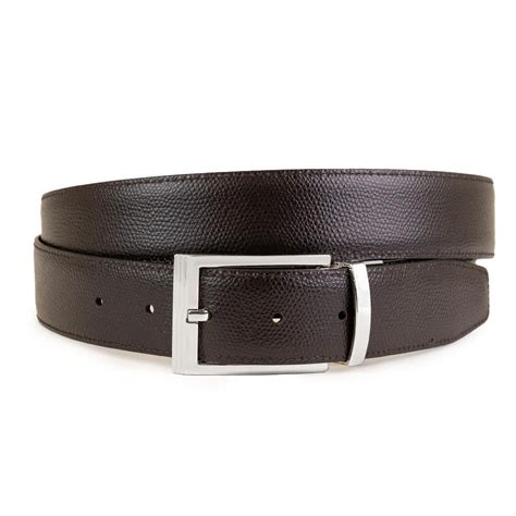 Reversible Belt In Leather Embossed Dark Brown/black Pierotucci | Pier