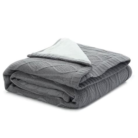 HomeRoots Charlie Light Gray Solid Color Acrylic Throw Blanket 2000531262 - The Home Depot