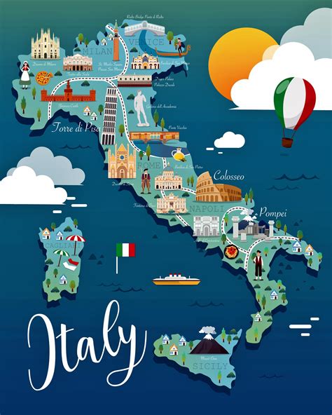 Italy Map of Major Sights and Attractions - OrangeSmile.com