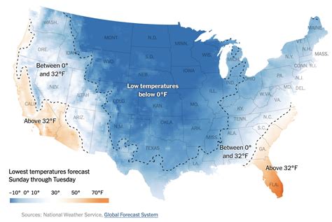 Low temperatures map of the United States – FlowingData