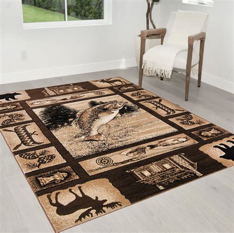 Handcraft Rugs Cabin Rug – Lodge, Cabin Nature and Animals Area Rug – Modern Geometric Design ...