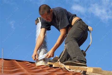 Installation of ventilation systems Stock Photo | Adobe Stock