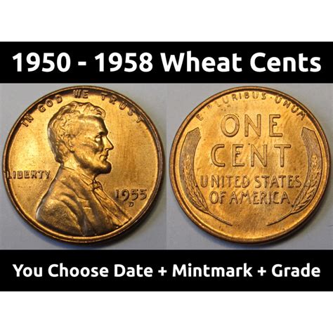 Lincoln Wheat Pennies - 1950 to 1958 PDS - choose date / mintmark ...