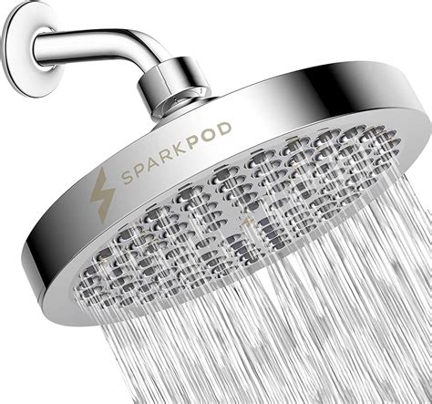 SparkPod Shower Head - High Pressure Rain - Luxury Modern Chrome Look - Tool-Less 1-Min ...