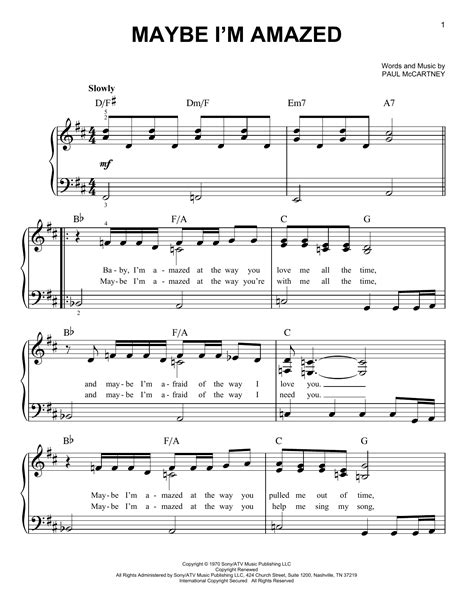 Maybe I'm Amazed sheet music by Paul McCartney (Easy Piano – 64640)