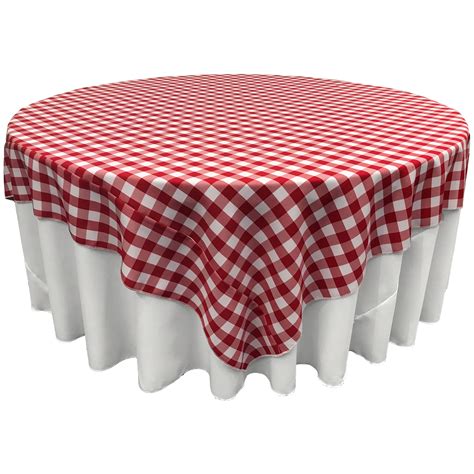 LA Linen Polyester Gingham Checkered 90 by 90-Inch Square Tablecloth, White and Red - Walmart ...
