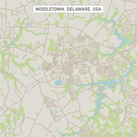 Middletown Delaware US City Street Map Digital Art by Frank Ramspott ...