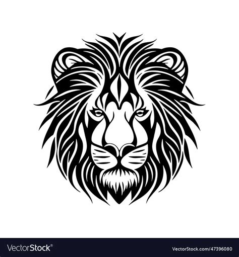 Lion head black and white icon Royalty Free Vector Image