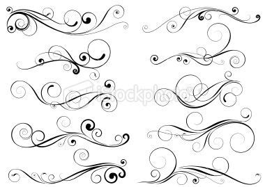 "Set of swirl design elements, black colored.Each of them group... | Design elements, Swirl ...