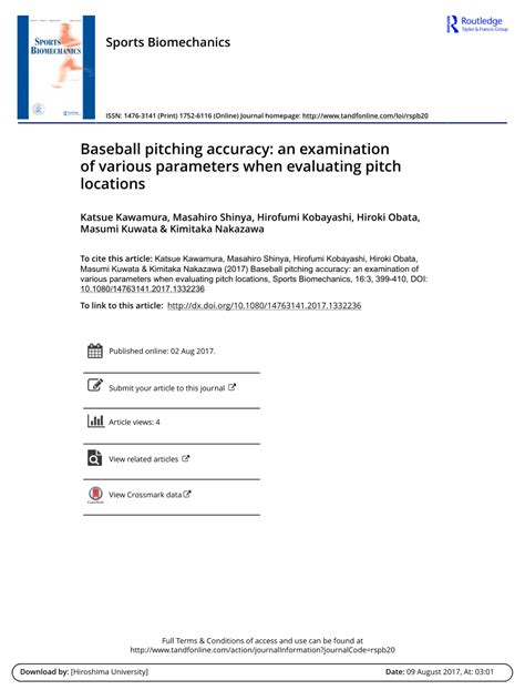 (PDF) Baseball pitching accuracy: an examination of various parameters when evaluating pitch ...