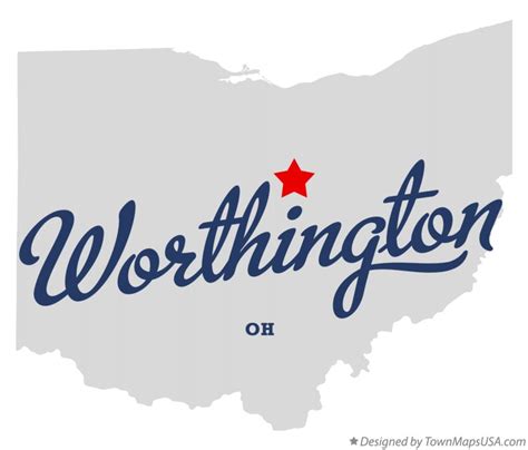 Map of Worthington, Richland County, OH, Ohio