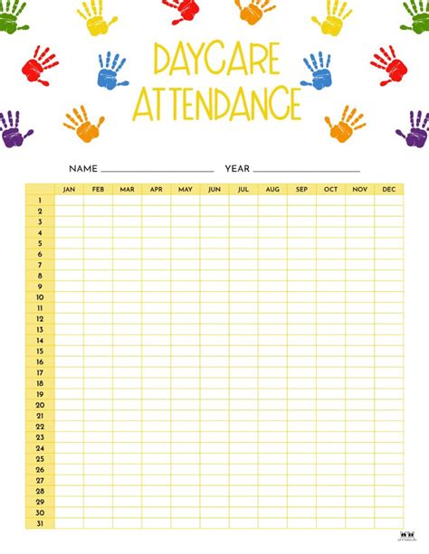 Weekly Attendance Chart Printable