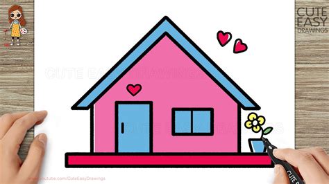 How to Draw a Cute House for Kids and Toddlers - YouTube