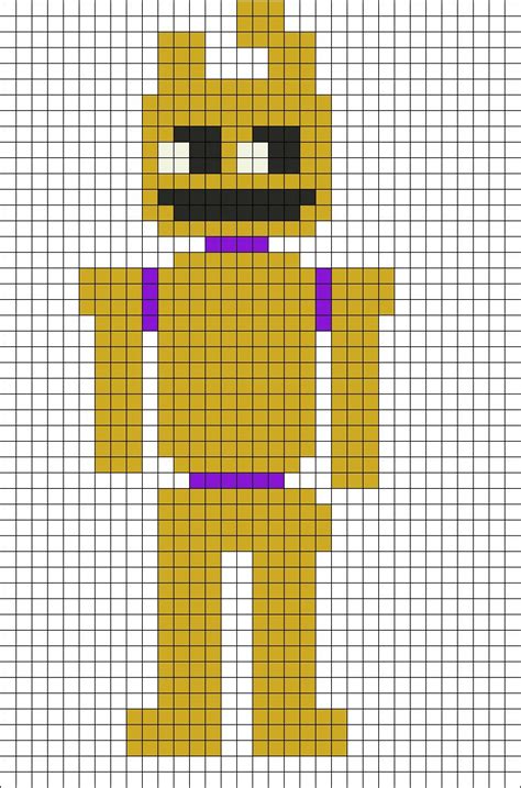 8-bit Springtrap Fnaf Kandi Pattern | Pixel art, Pixel art templates ...