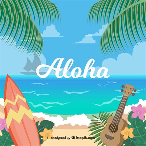 Premium Vector | Hawaiian beach landscape background