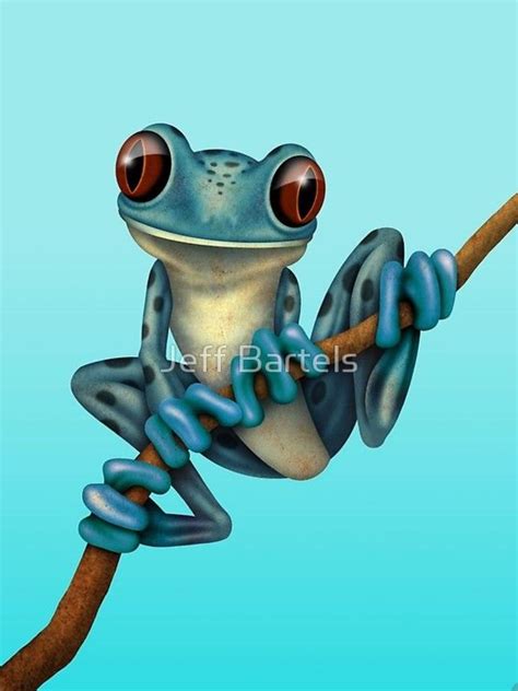 Blue Tree Frog on a Branch | Frog art, Tree frog tattoos, Frog illustration