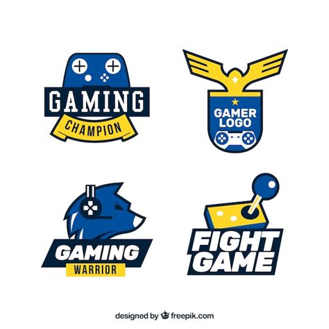 Premium Vector | Gaming logo collection with flat design