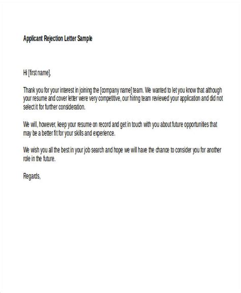 Hr Rejection Letter After Interview For Your Needs - Letter Template ...