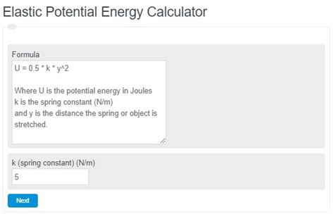 Elastic Potential Energy Calculator - Calculator Academy