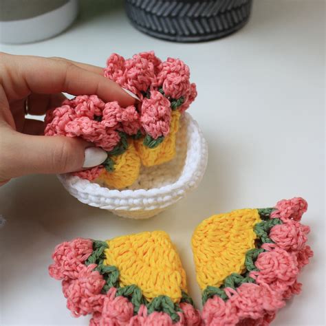 Crochet Flower Pot Coaster Set Written Pattern, crochet plant pot coas – Brunaticality