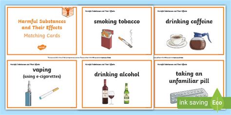 Health Education KS2 Harmful Substances Matching Cards