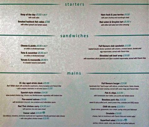 Menu at Elements Restaurant, London, 53-61 Southwark Bridge Rd