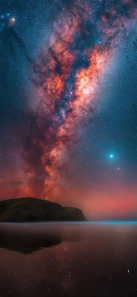 milky way rises at a remote bay near christchurch ... #MilkyWay #nature #4k #sky #galaxy # ...