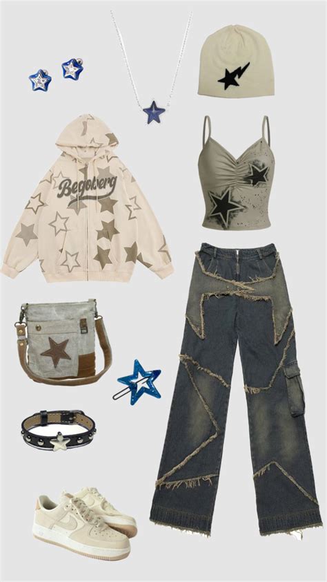 Idea: Star outfit, beige + blue ⭐ in 2024 | Star clothing, Star jeans outfit, Casual style outfits