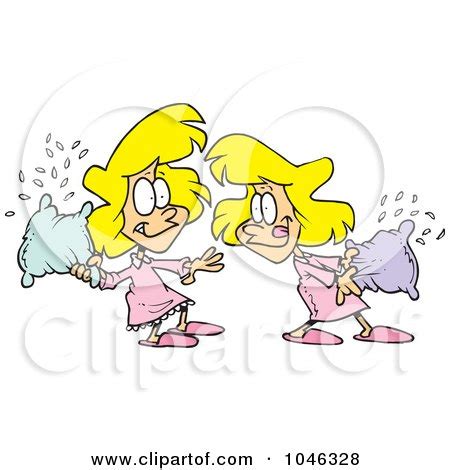 Royalty-Free (RF) Clip Art Illustration of Cartoon Girls Having A Pillow Fight Posters, Art ...