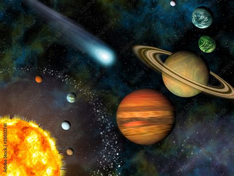 3D Solar System Wallpaper contains the Sun and nine planets. Stock ...