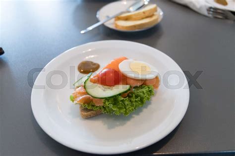 typical food dish of the faroe islands in a cafeteria | Stock image | Colourbox