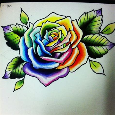 5 Latest Rainbow Rose Tattoo Designs | Rainbow tattoos, Rose tattoos, Rose shoulder tattoo