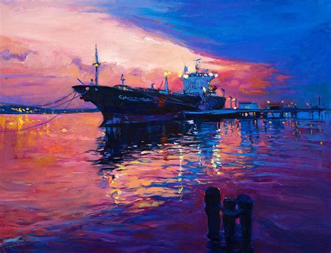 Cargo Ship Painting at PaintingValley.com | Explore collection of Cargo ...