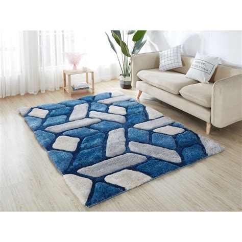 MDA Rugs Mateos 8 X 10 (ft) Blue Indoor Geometric Area Rug in the Rugs ...