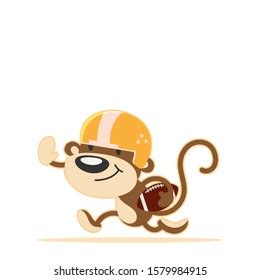 Monkey Cartoon Vector Playing American Football Stock Vector (Royalty ...