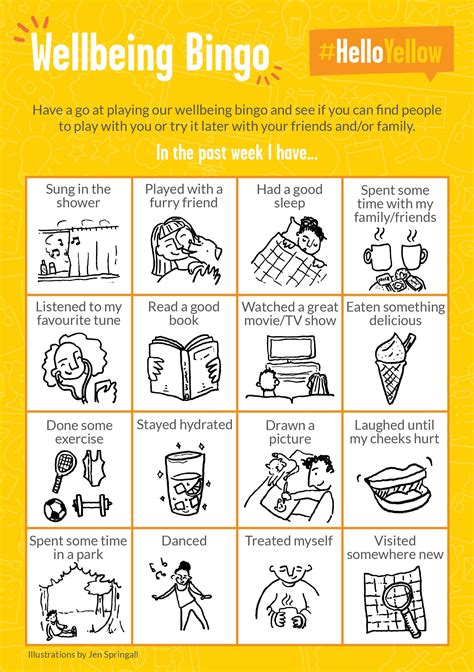 Have a go at playing our wellbeing bingo and see if you can find people to play with you or try ...