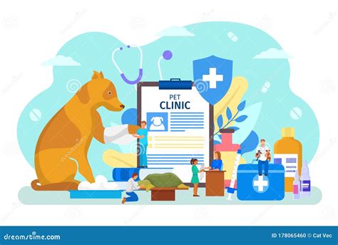 Pet Veterinary Clinic Vector Illustration, Cartoon Flat Tiny Veterinarian People Check, Doctor ...