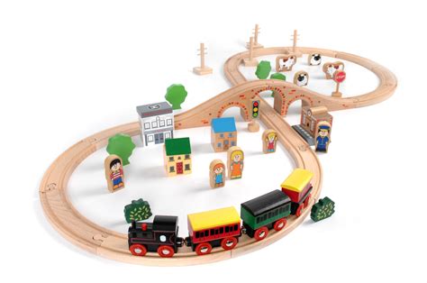 Wooden train sets with interlocking tracks : nostalgia